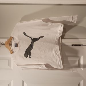 White puma cropped crewneck